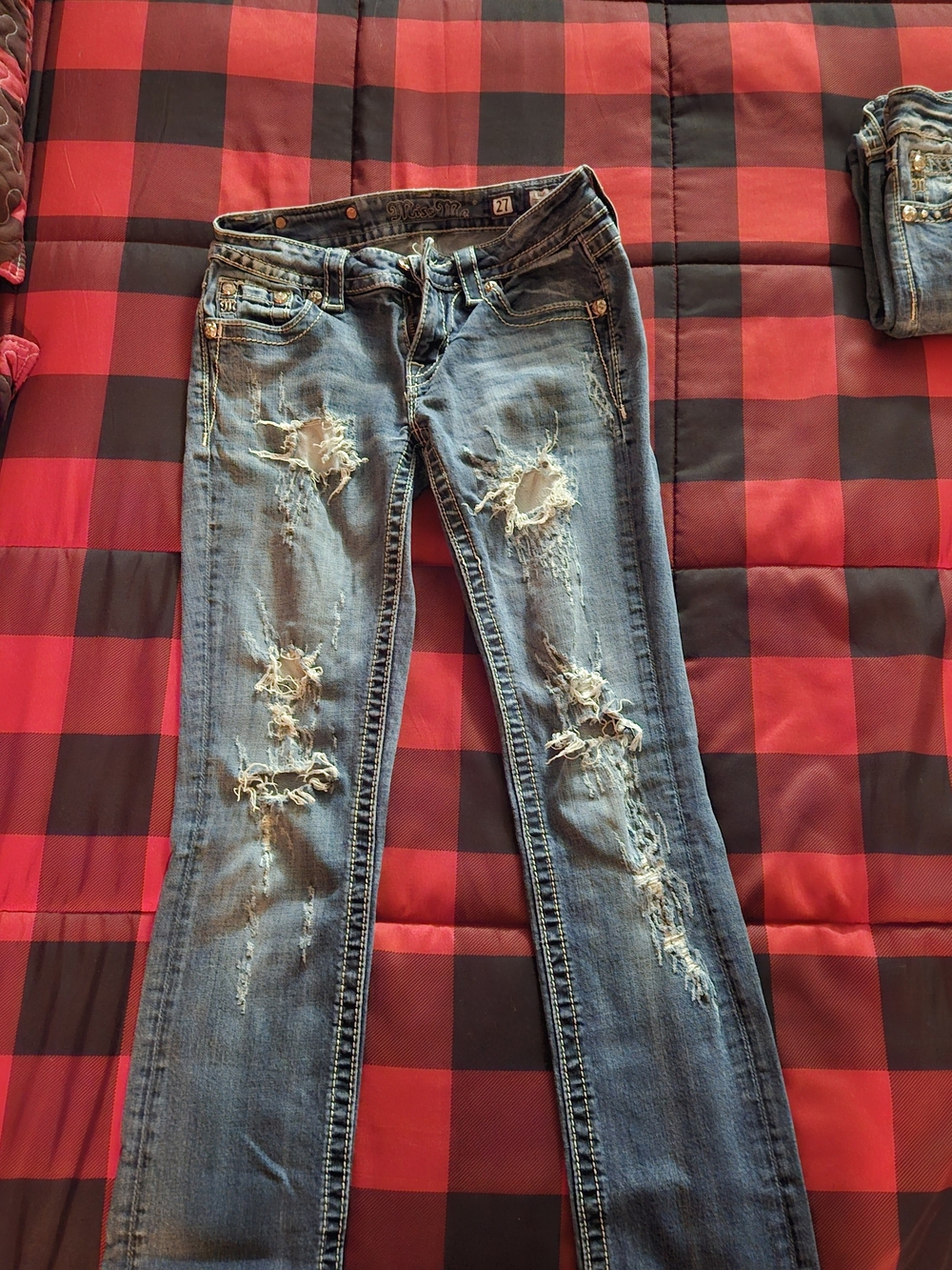 Miss Me Distressed Blue Straight Leg Jeans